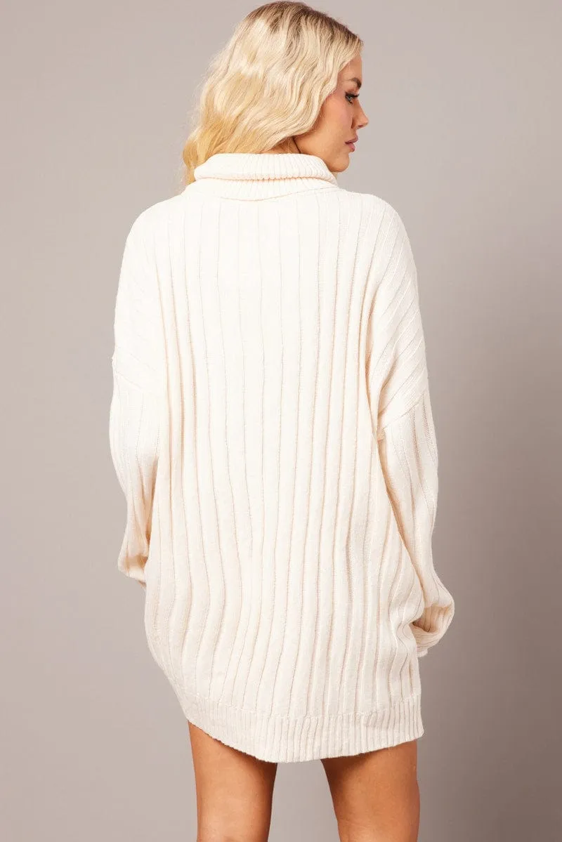 White Knit Dress Long Sleeve Jumper sold by Ally Fashion product image thumbnail 5