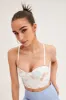 White Floral Print Lace Up Back Corset Top Lingerie sold by Ally Fashion