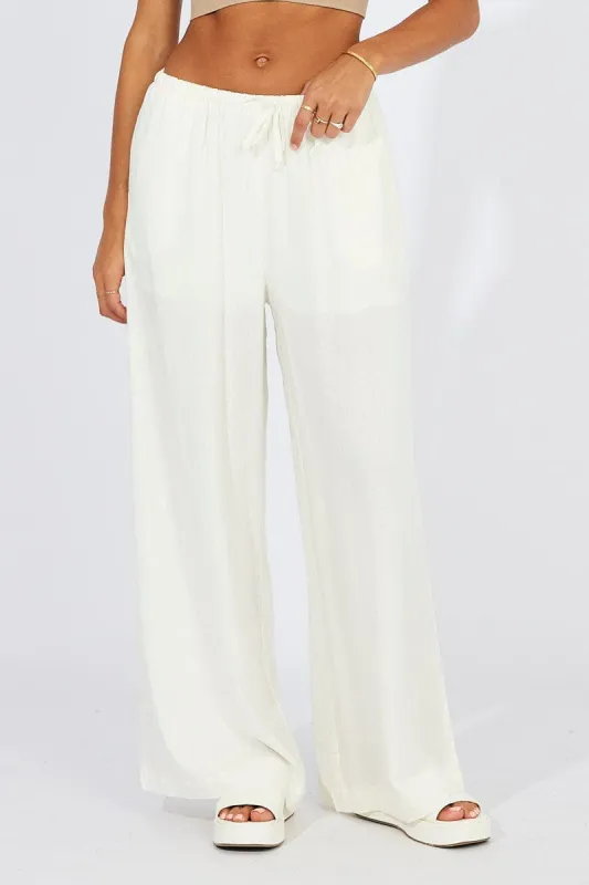 White Wide Leg Pants High Rise sold by Ally Fashion