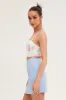 White Floral Print Lace Up Back Corset Top Lingerie sold by Ally Fashion