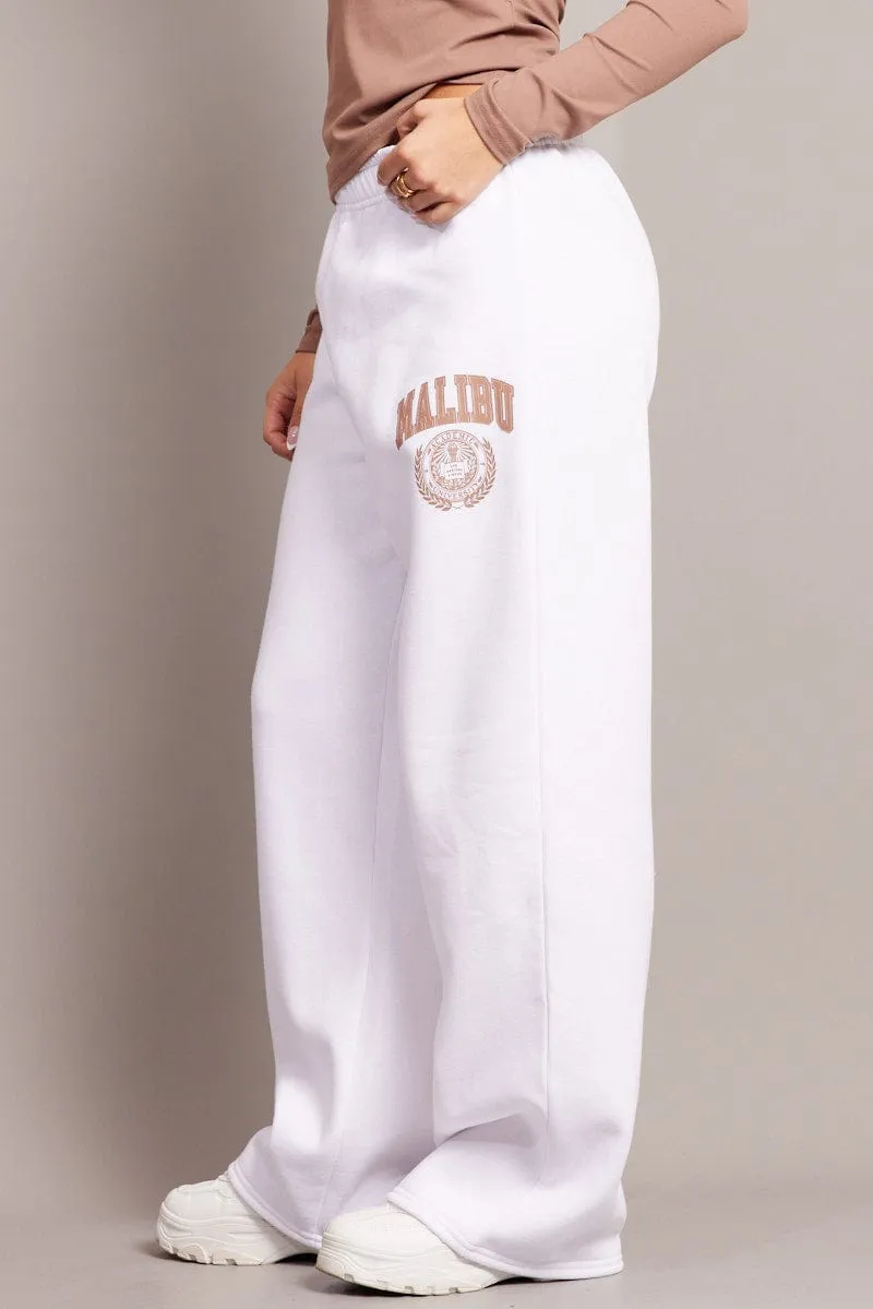 White Track Pants Wide Leg sold by Ally Fashion product image thumbnail 4