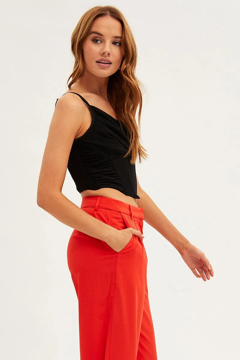 Black Corset Top Sleeveless Cowl Neck Crop Mesh sold by Ally Fashion product image thumbnail 4