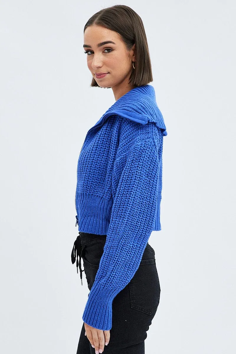 Blue Zip up Crop Cardigan sold by Ally Fashion product image thumbnail 4