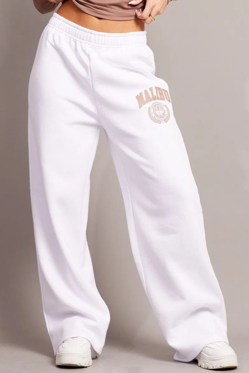 White Track Pants Wide Leg sold by Ally Fashion product image thumbnail 3