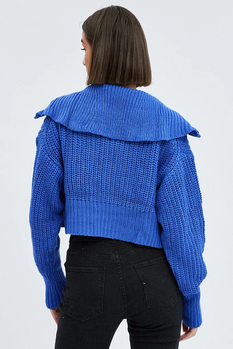 Blue Zip up Crop Cardigan sold by Ally Fashion product image thumbnail 5