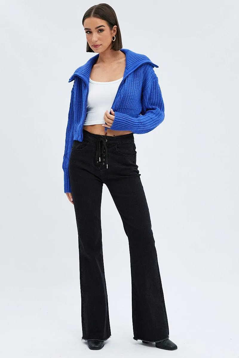 Blue Zip up Crop Cardigan sold by Ally Fashion product image thumbnail 2