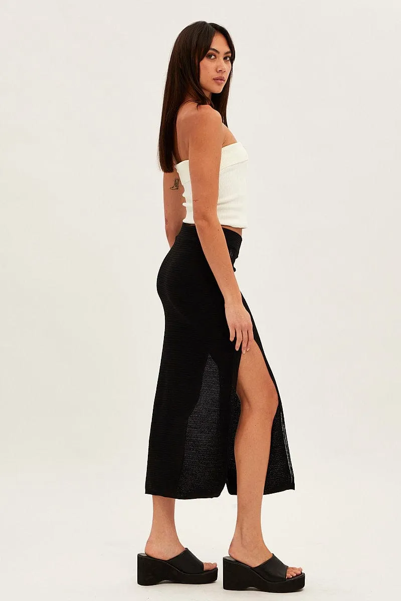 Black Midi Skirt Knit Front Split sold by Ally Fashion product image thumbnail 4