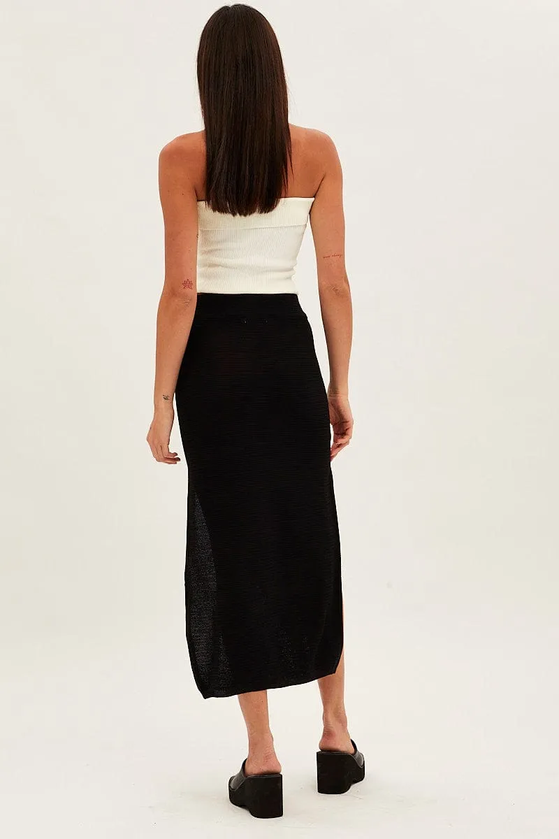 Black Midi Skirt Knit Front Split sold by Ally Fashion product image thumbnail 5