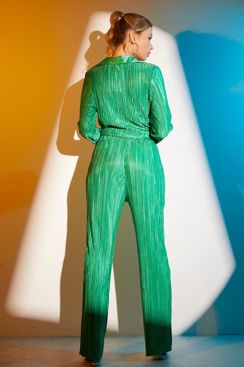 Green Plisse Pant Wide Leg sold by Ally Fashion product image thumbnail 5