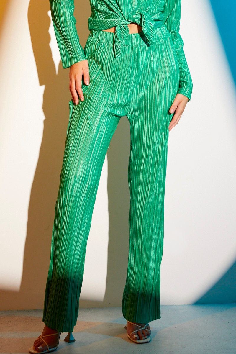 Green Plisse Pant Wide Leg sold by Ally Fashion product image thumbnail 2