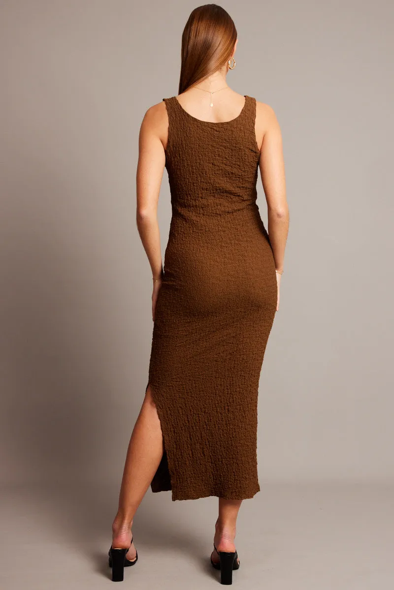 Brown Bodycon Dress Sleeveless Textured sold by Ally Fashion product image thumbnail 5
