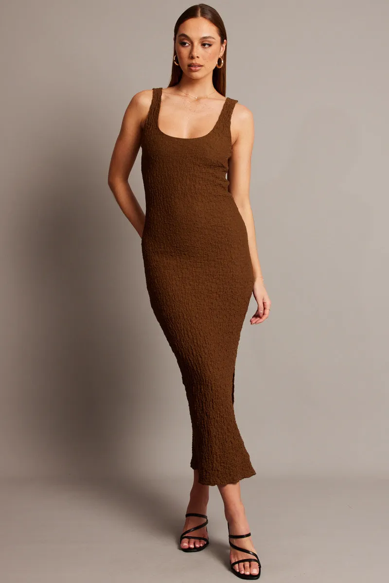 Brown Bodycon Dress Sleeveless Textured sold by Ally Fashion