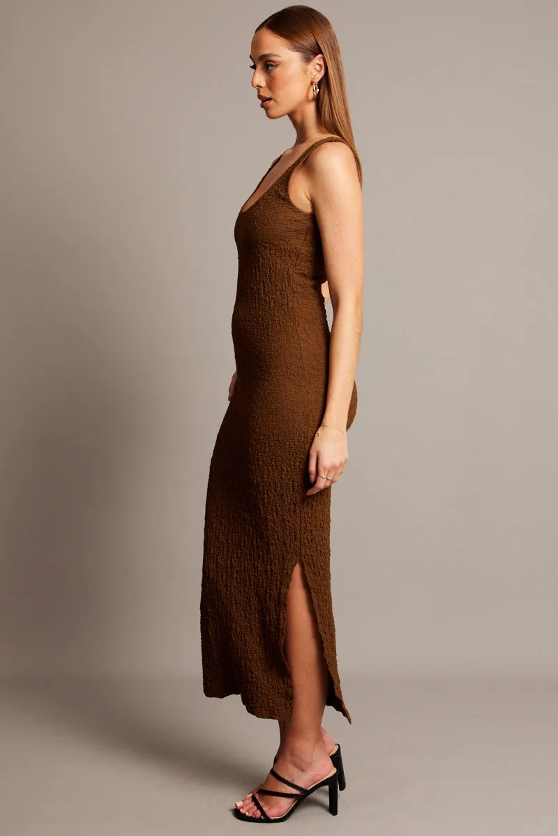 Brown Bodycon Dress Sleeveless Textured sold by Ally Fashion product image thumbnail 4