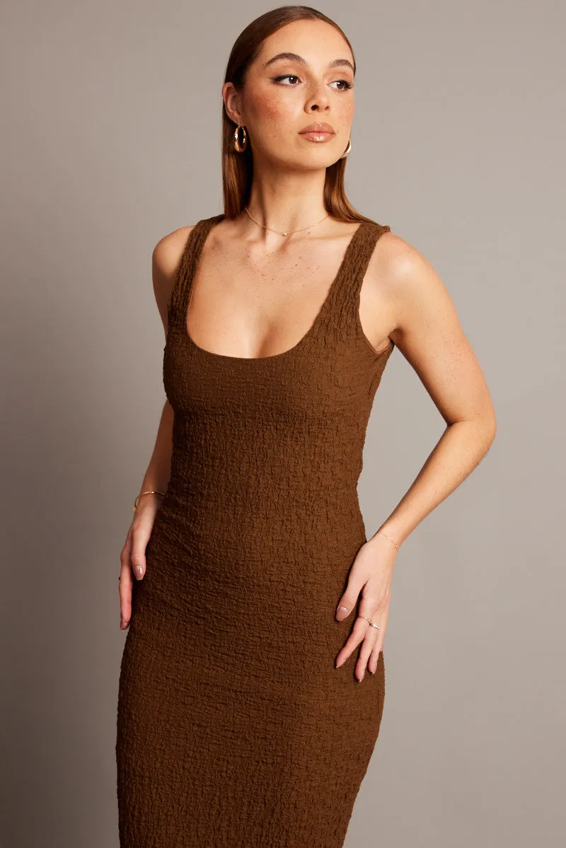 Brown Bodycon Dress Sleeveless Textured sold by Ally Fashion product image thumbnail 2