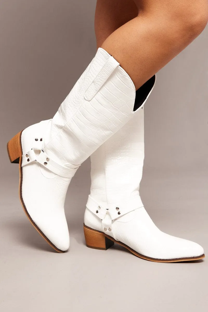 White Cowboy Boots sold by Ally Fashion