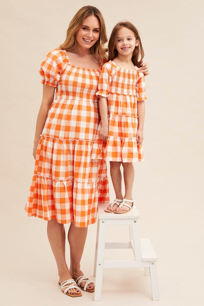 Check Short Sleeve Shirred Midi Dress sold by Ally Fashion