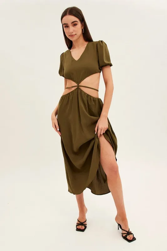 Green Cutout Midi Dress sold by Ally Fashion