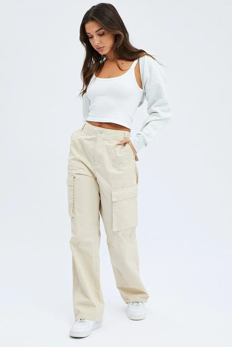 Beige Cargo Pants Low Rise sold by Ally Fashion product image thumbnail 3