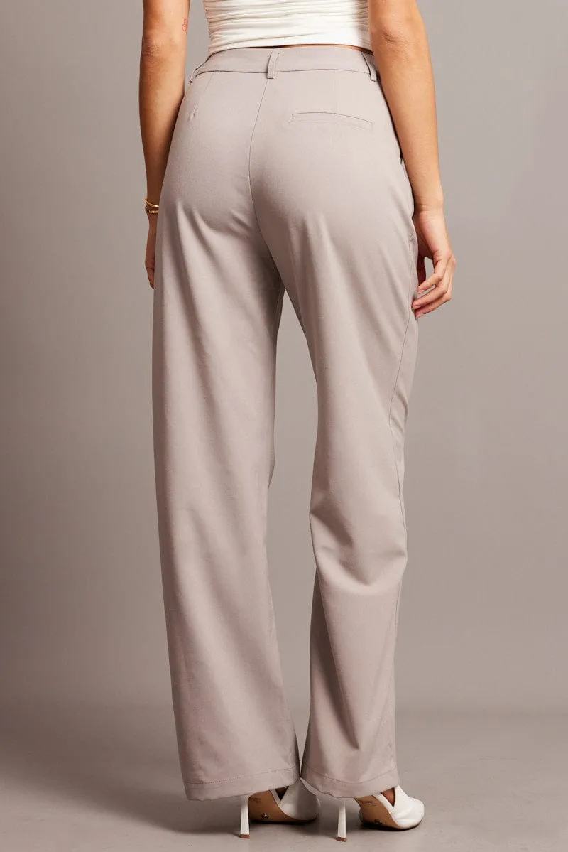 Brown Wide Leg Pants Mid Rise sold by Ally Fashion product image thumbnail 5