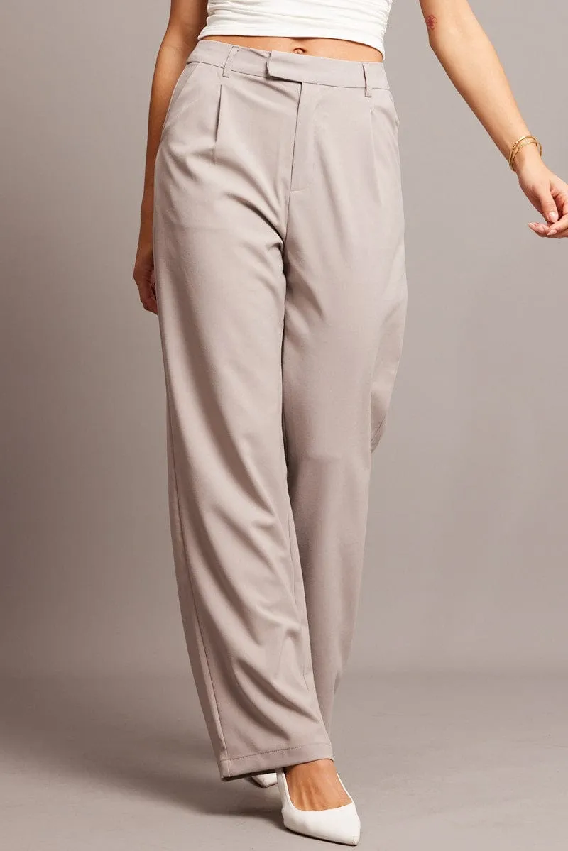 Brown Wide Leg Pants Mid Rise sold by Ally Fashion product image thumbnail 2