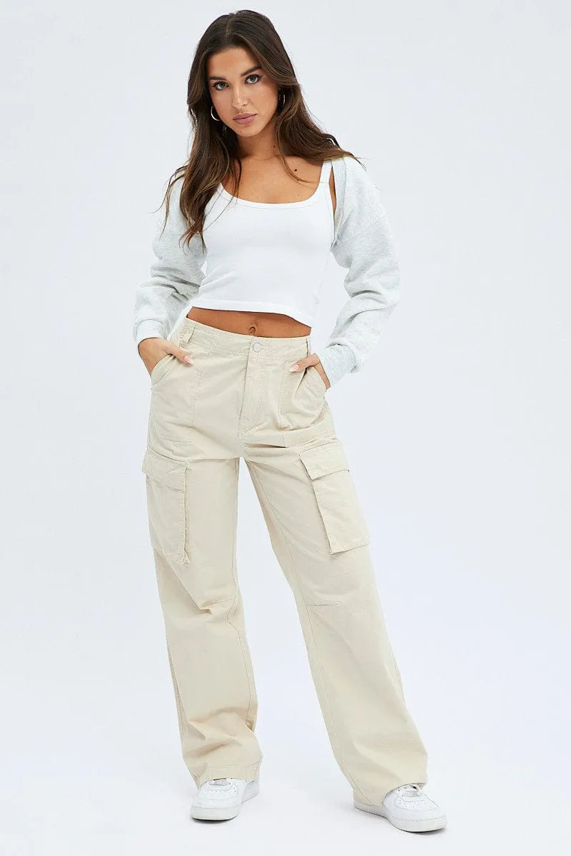 Beige Cargo Pants Low Rise sold by Ally Fashion