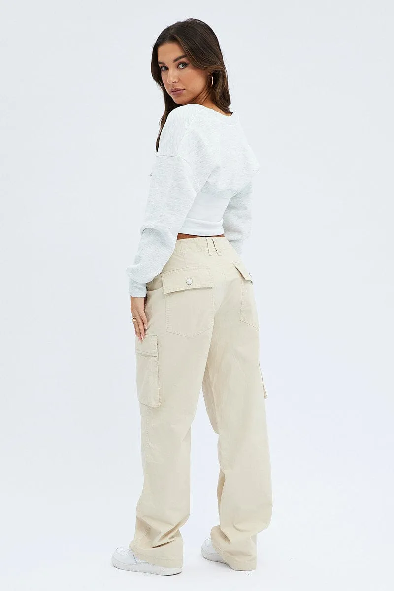 Beige Cargo Pants Low Rise sold by Ally Fashion product image thumbnail 5