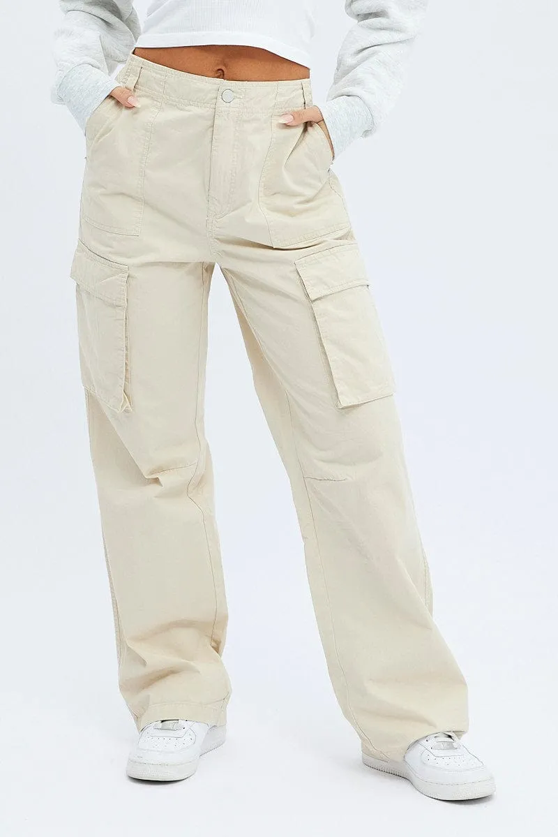 Beige Cargo Pants Low Rise sold by Ally Fashion product image thumbnail 2