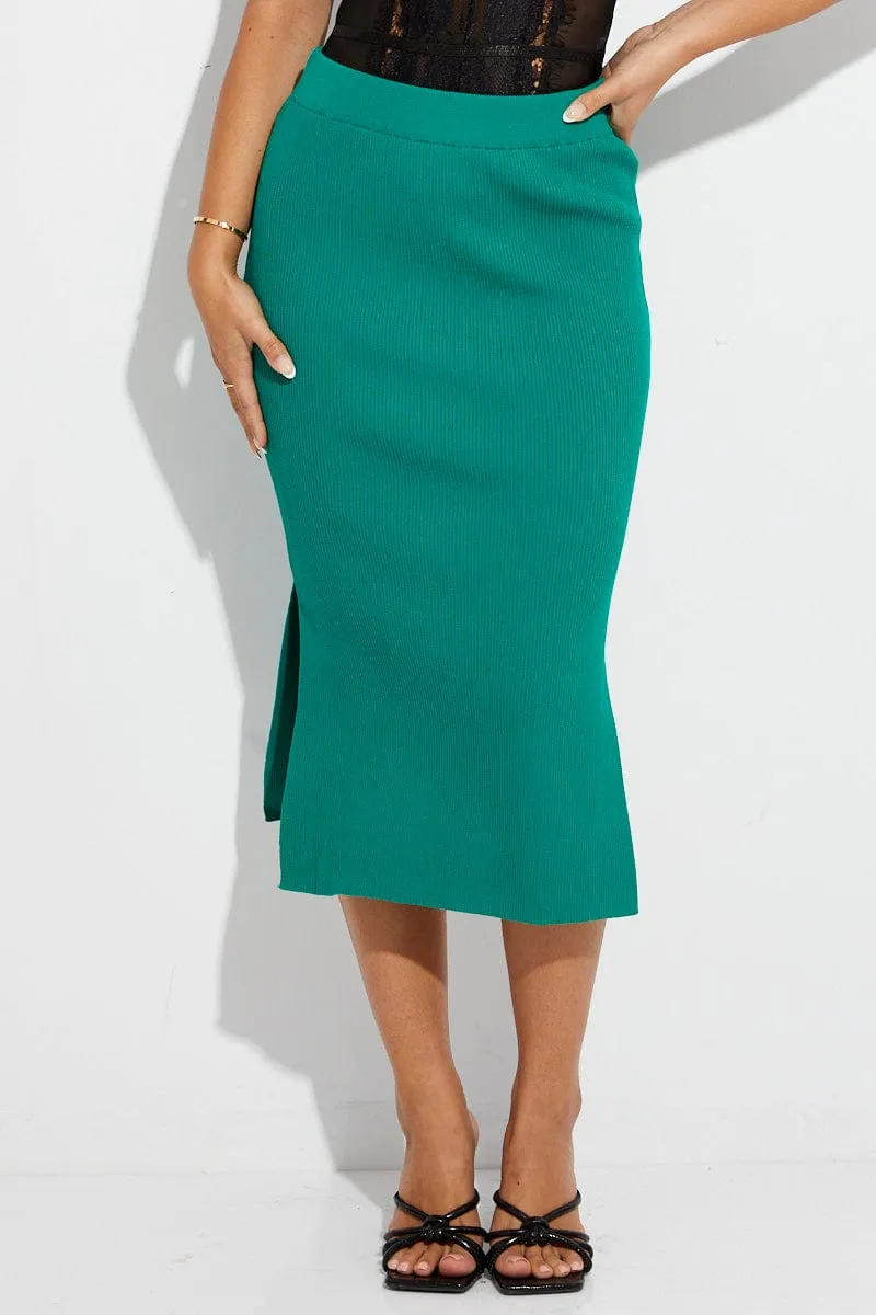 Green Knit Skirt Midi High Rise sold by Ally Fashion product image thumbnail 2