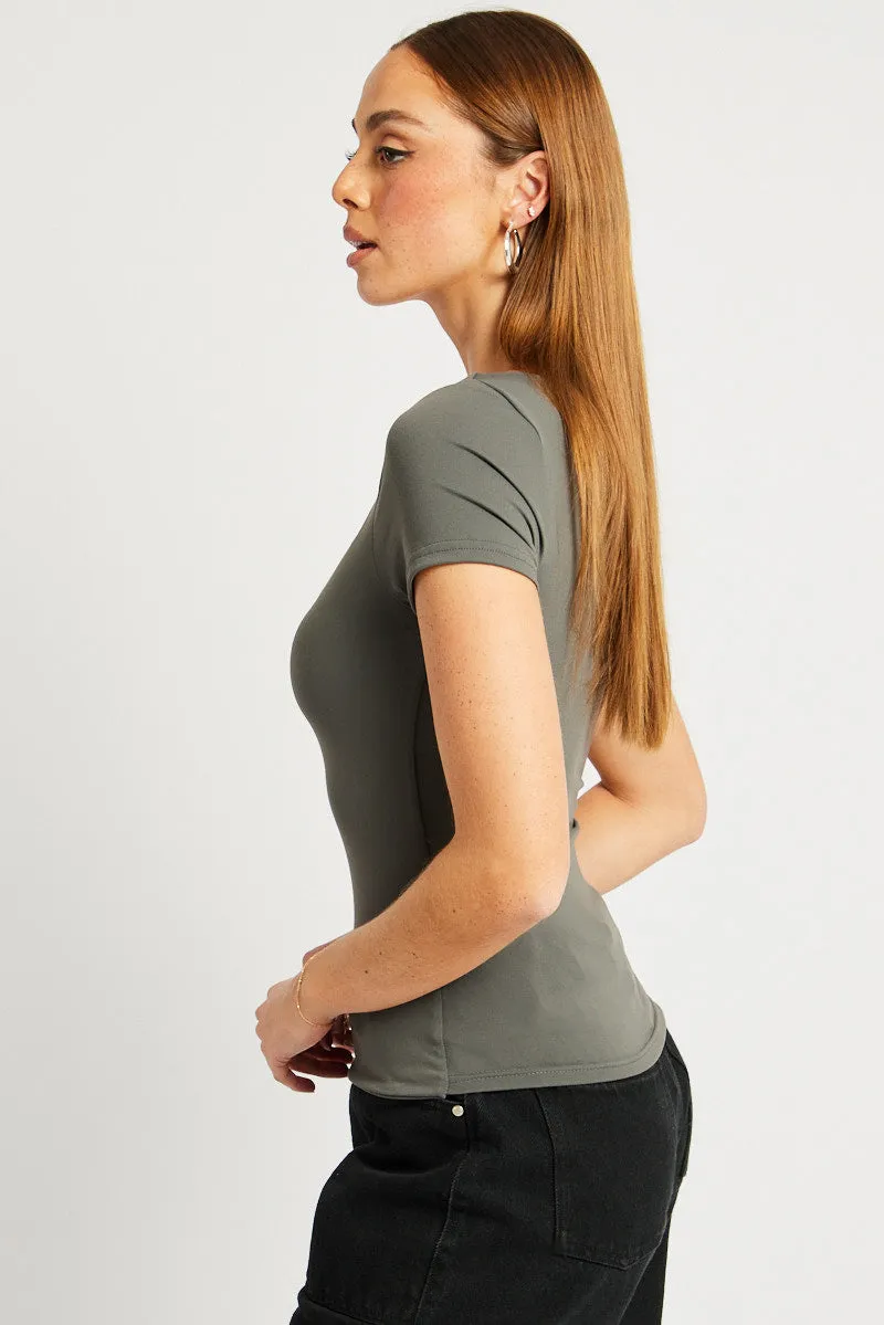 Grey Supersoft Top Short Sleeve sold by Ally Fashion product image thumbnail 4