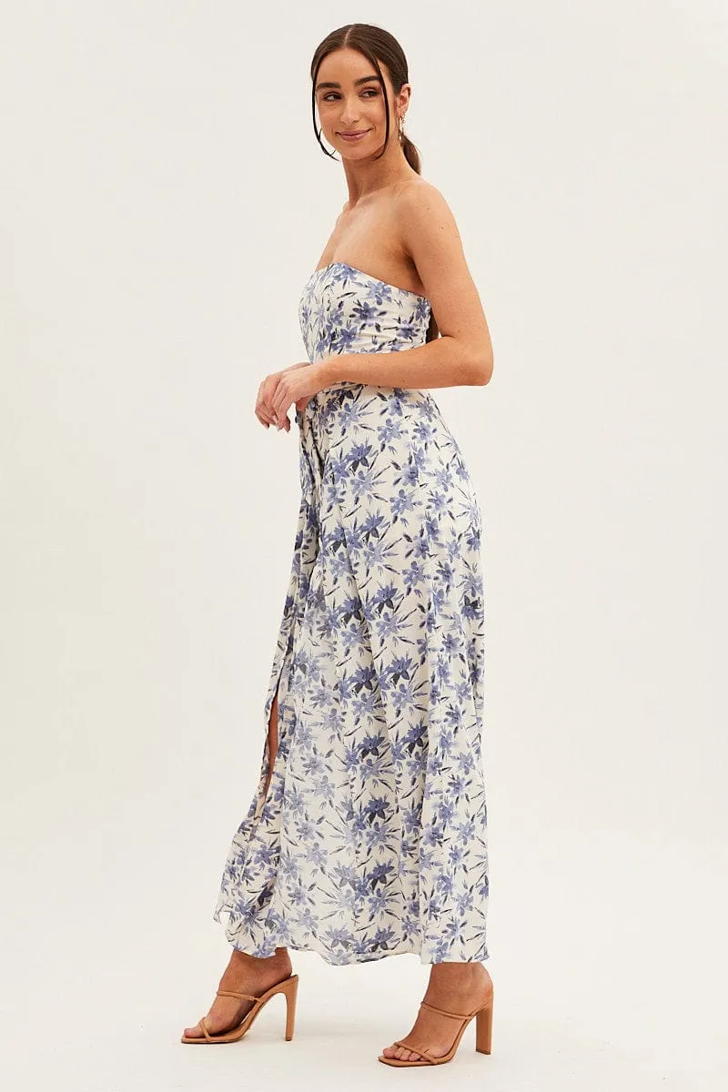 Blue Floral Bandeau Jumpsuit Floral Print sold by Ally Fashion product image thumbnail 4