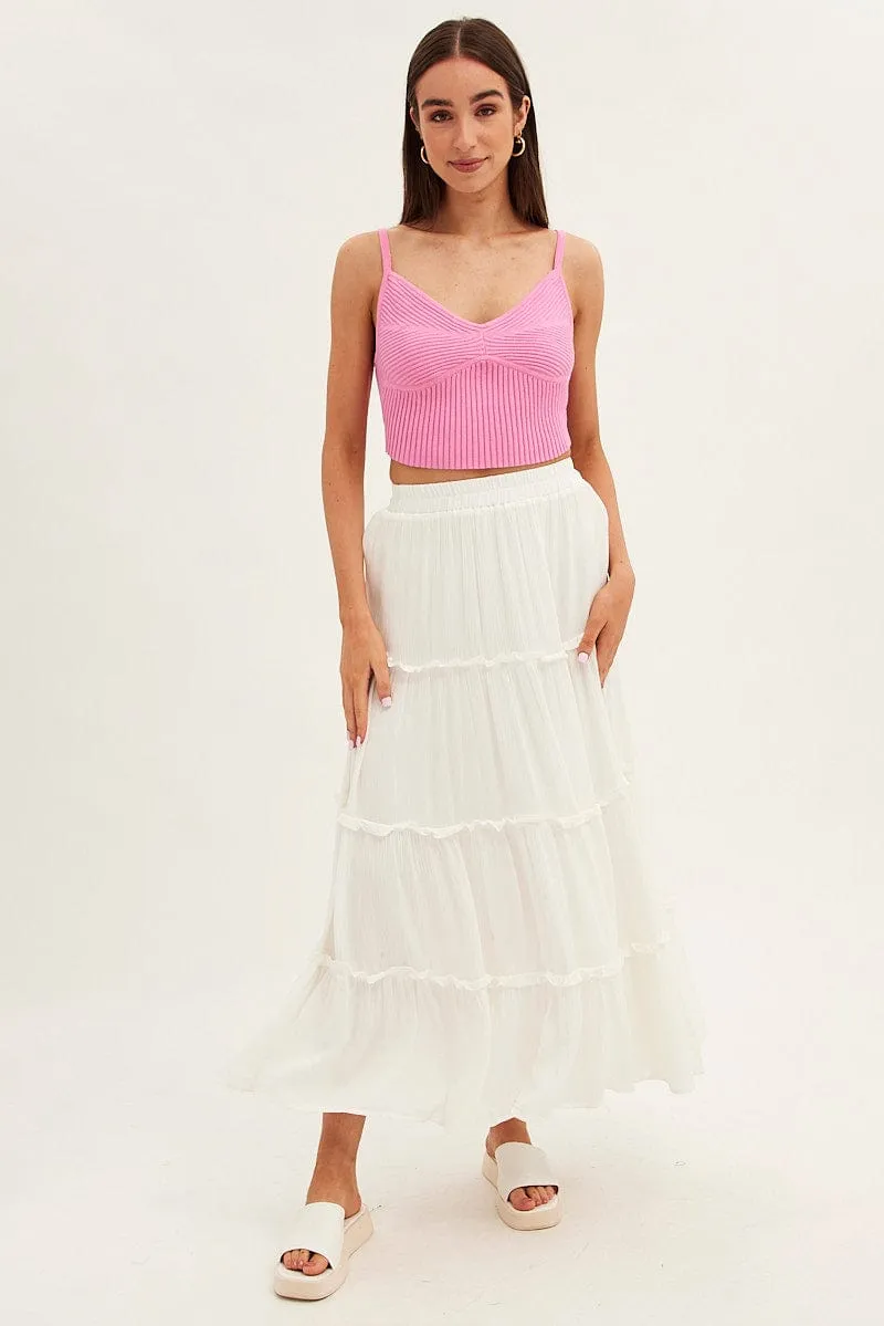 White Maxi Skirt High Rise Tiered sold by Ally Fashion product image thumbnail 3