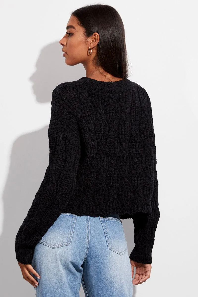 Black Oversized Cable Knit Cardigan sold by Ally Fashion product image thumbnail 5