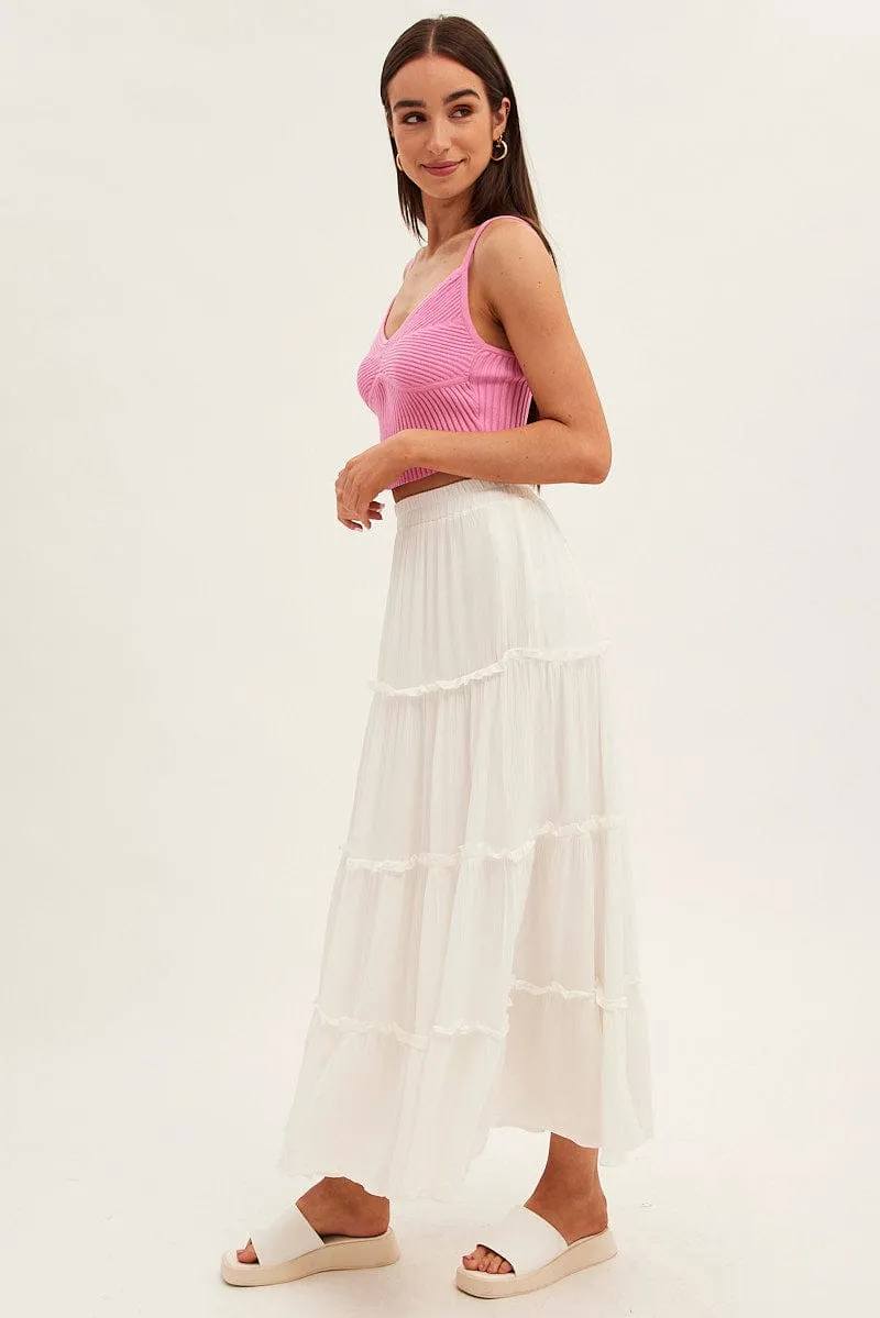 White Maxi Skirt High Rise Tiered sold by Ally Fashion product image thumbnail 4