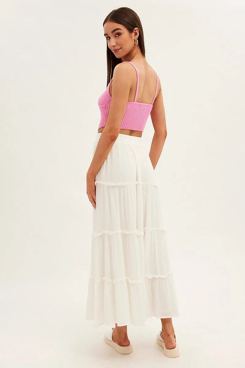 White Maxi Skirt High Rise Tiered sold by Ally Fashion product image thumbnail 5