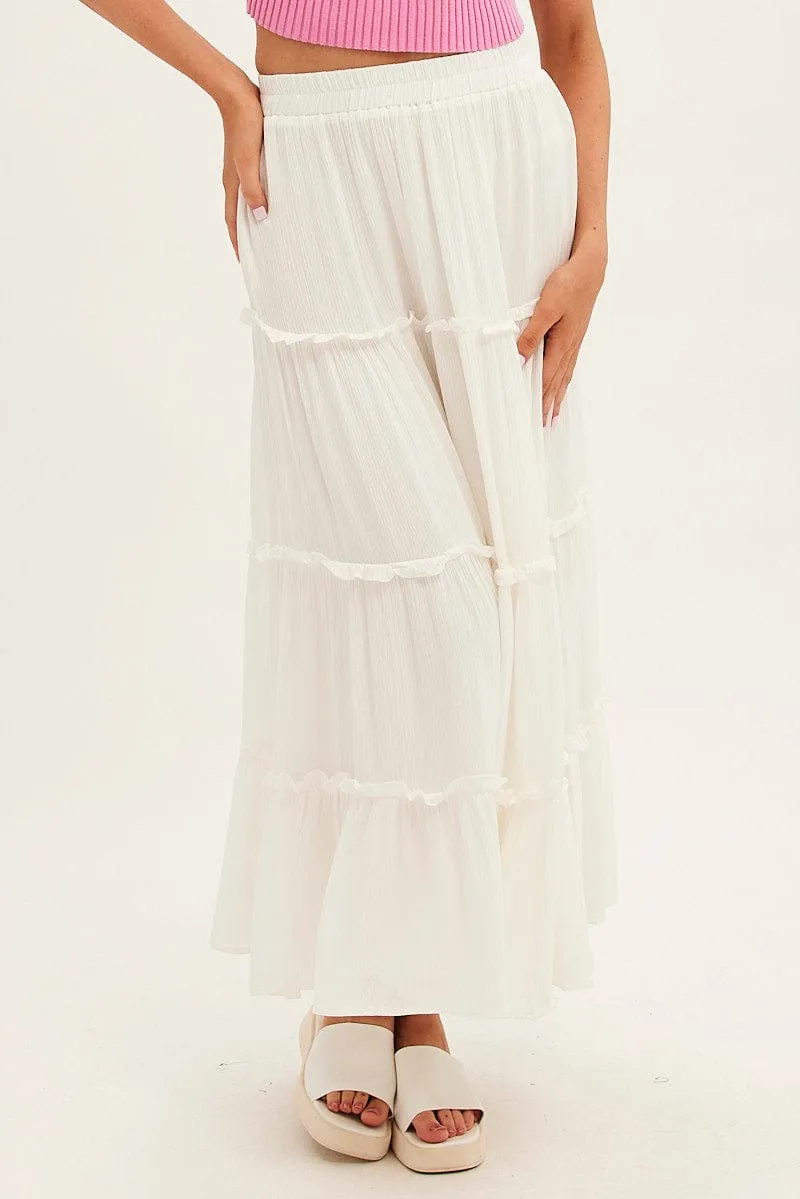 White Maxi Skirt High Rise Tiered sold by Ally Fashion product image thumbnail 2