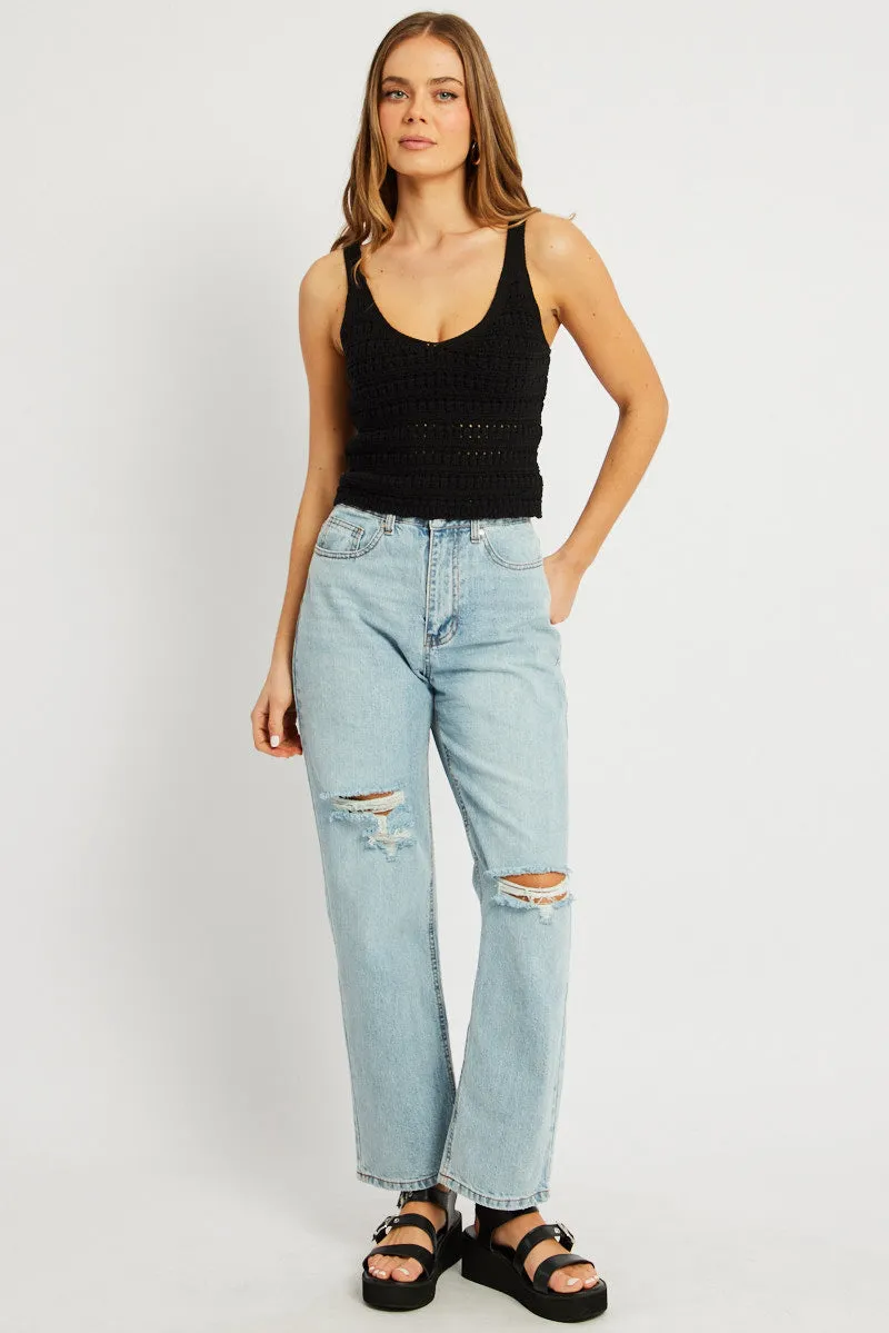 Black Fashion Knit Top Sleeveless sold by Ally Fashion product image thumbnail 2