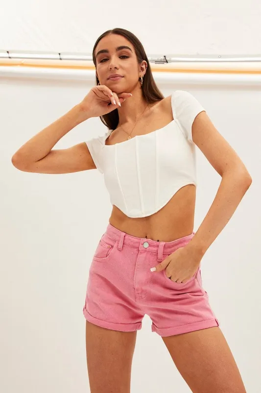 Pink Mid Rise Shorts Relaxed sold by Ally Fashion