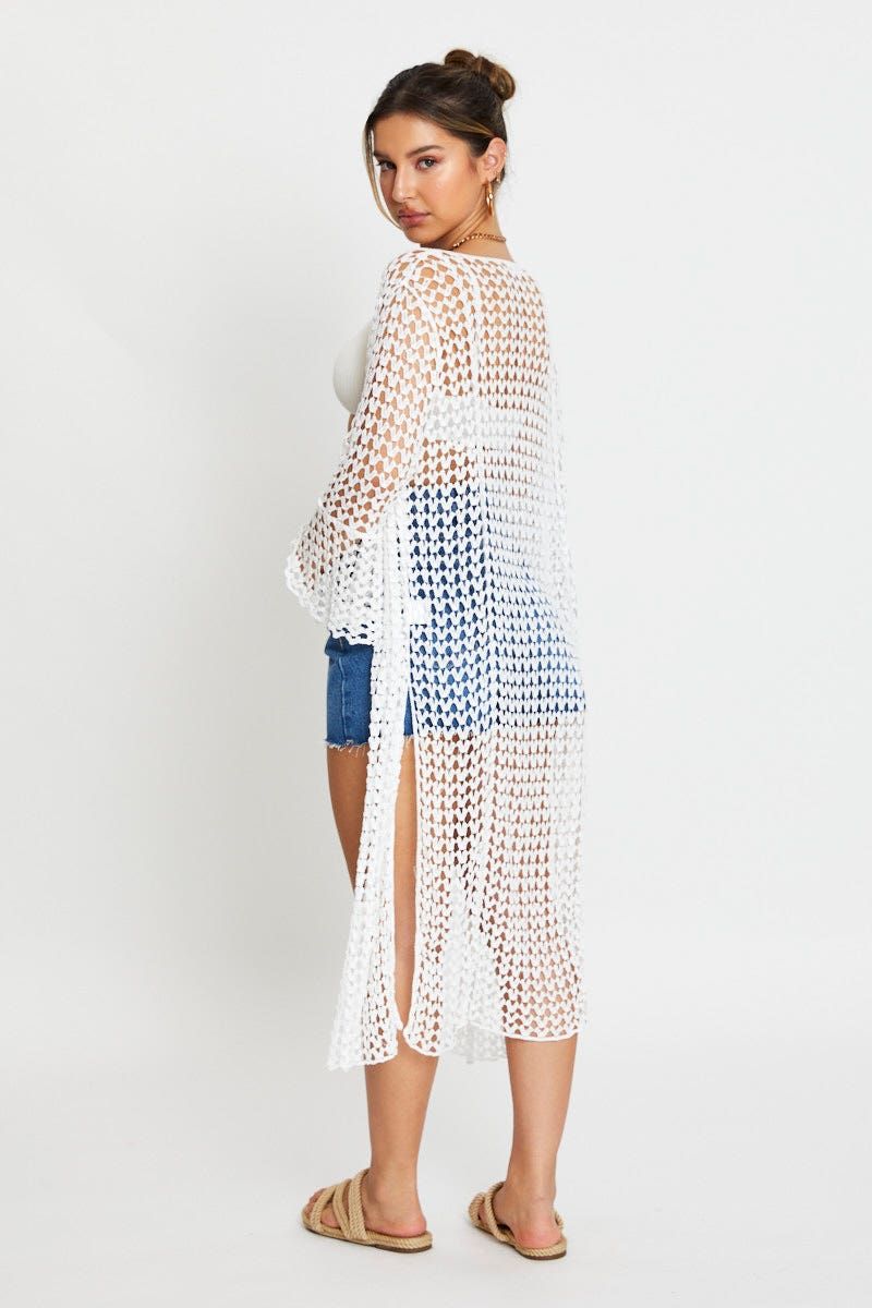 White Knit Cardigan Long Sleeve sold by Ally Fashion product image thumbnail 4