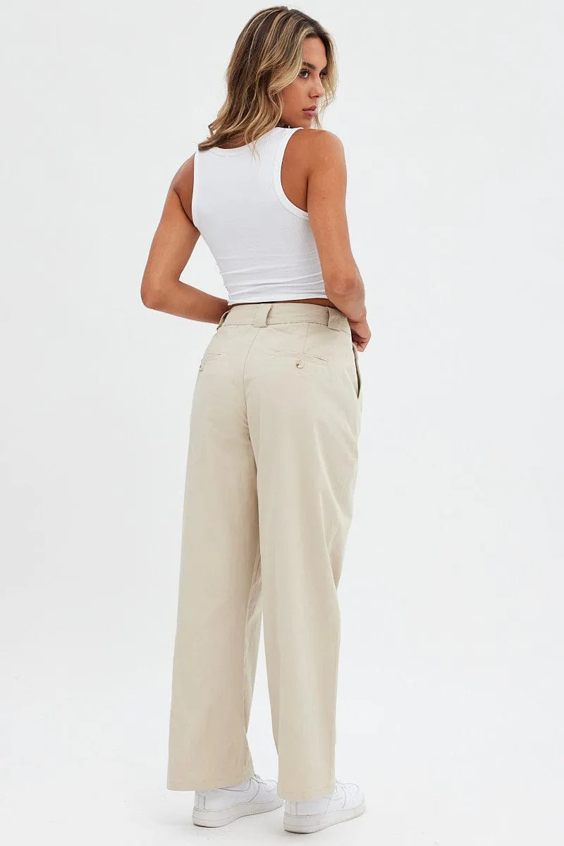 Beige Pant Straight Leg Turned Down Waist sold by Ally Fashion product image thumbnail 5