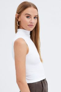 White Tank Top Sleeveless High neck Seamless sold by Ally Fashion