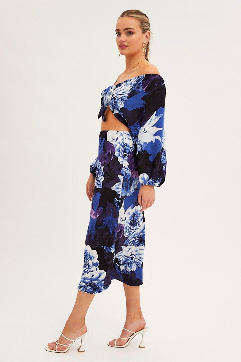 Abstract Print Slip Skirt Midi Satin sold by Ally Fashion product image thumbnail 4