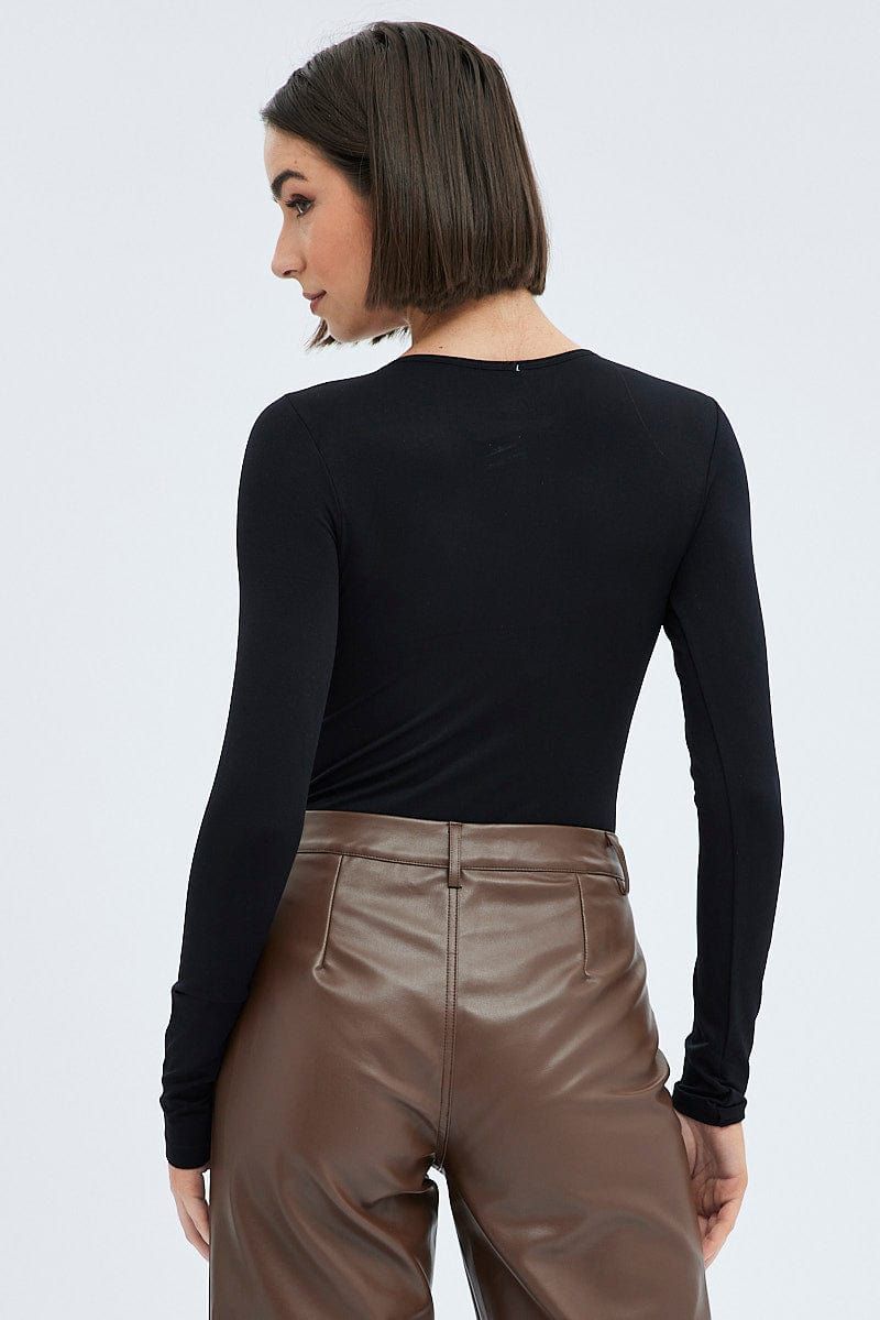 Black Bodysuit Long Sleeve Crew Neck sold by Ally Fashion product image thumbnail 5