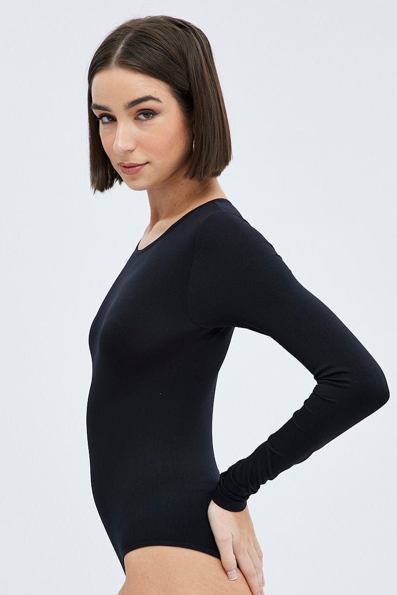 Black Bodysuit Long Sleeve Crew Neck sold by Ally Fashion product image thumbnail 2