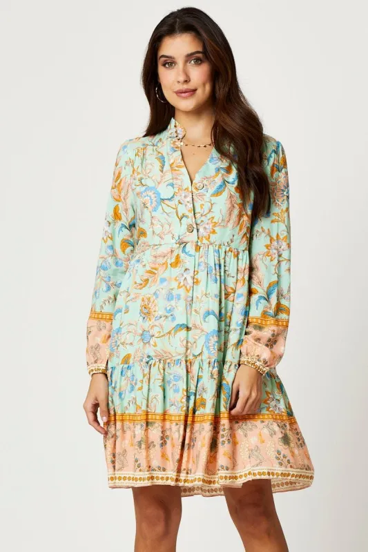 Boho Print Button Front Skater Dress sold by Ally Fashion