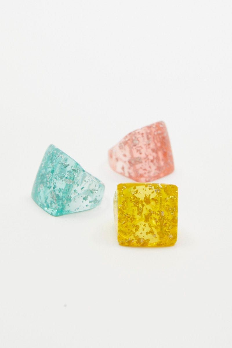 Multi 3 Piece Chunky Glitter Ring Set sold by Ally Fashion product image thumbnail 2