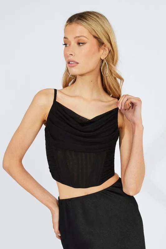 Black Corset Top Crop sold by Ally Fashion
