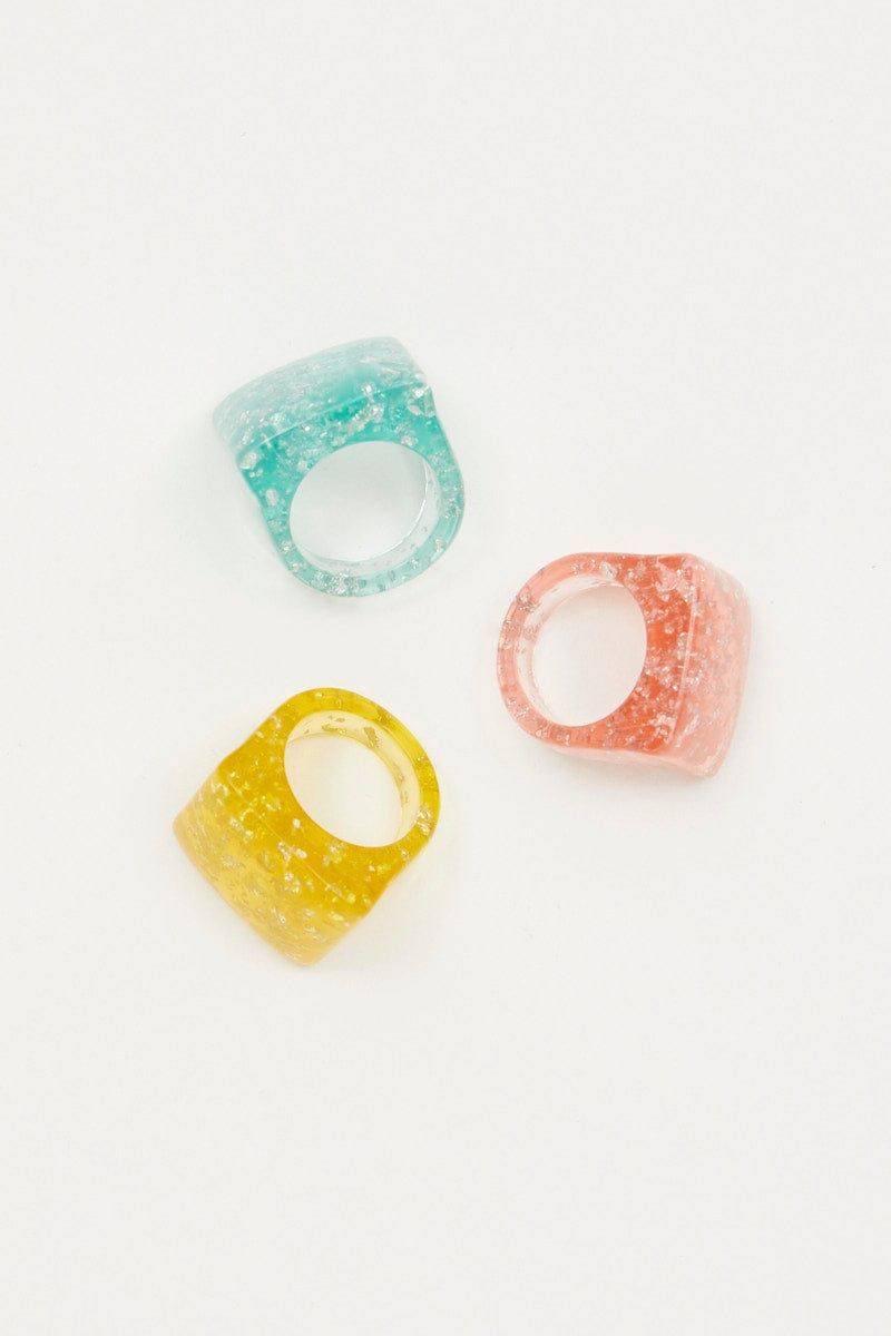 Multi 3 Piece Chunky Glitter Ring Set sold by Ally Fashion product image thumbnail 3