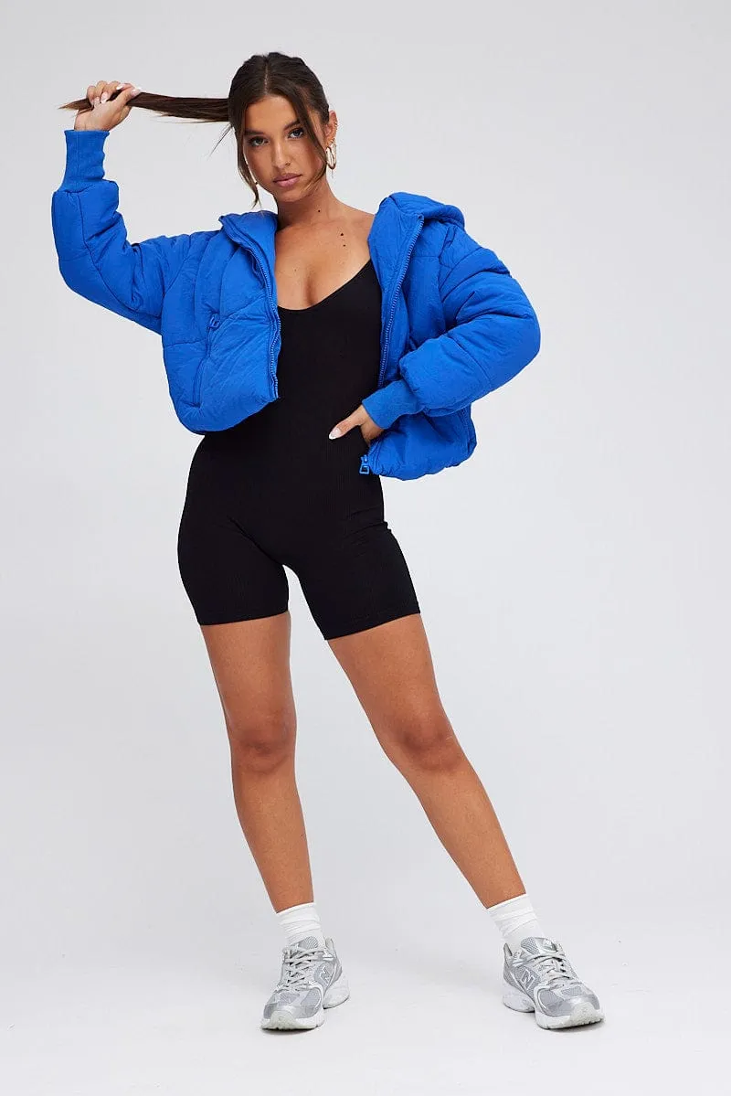 Blue Puffer Jacket with Long Sleeves sold by Ally Fashion product image thumbnail 2