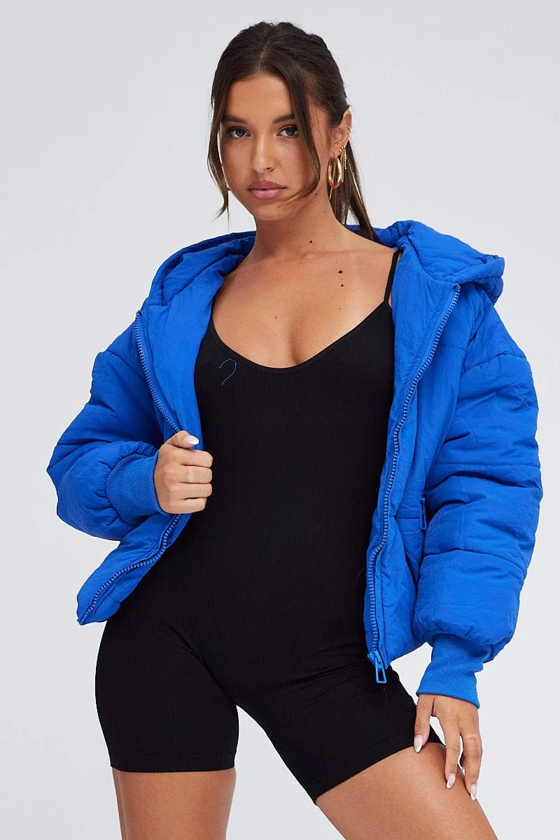 Blue Puffer Jacket with Long Sleeves sold by Ally Fashion product image thumbnail 3