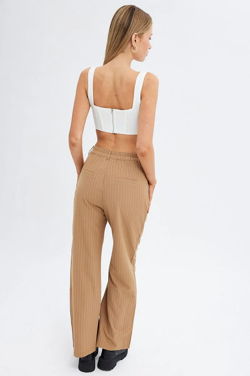 Blue Stripe Wide Leg Pants High Rise Pleated sold by Ally Fashion product image thumbnail 5